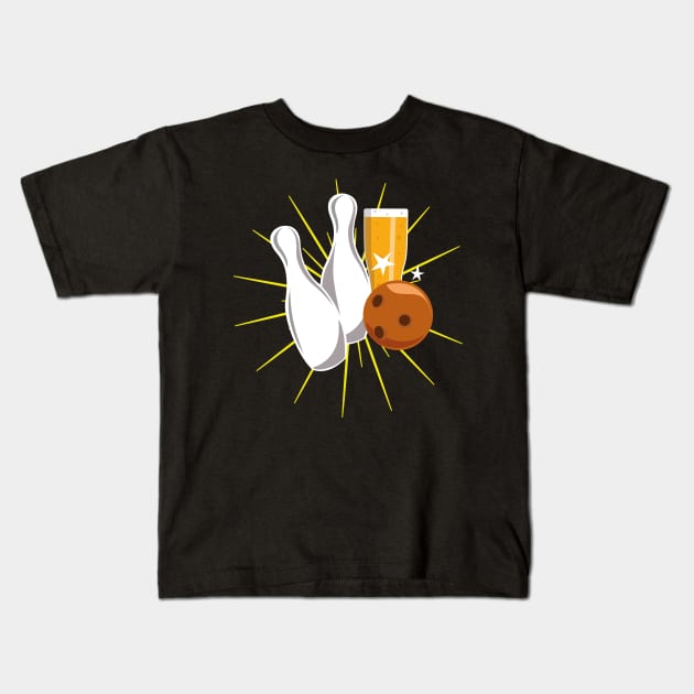 Bowling and beer design Kids T-Shirt by teemey